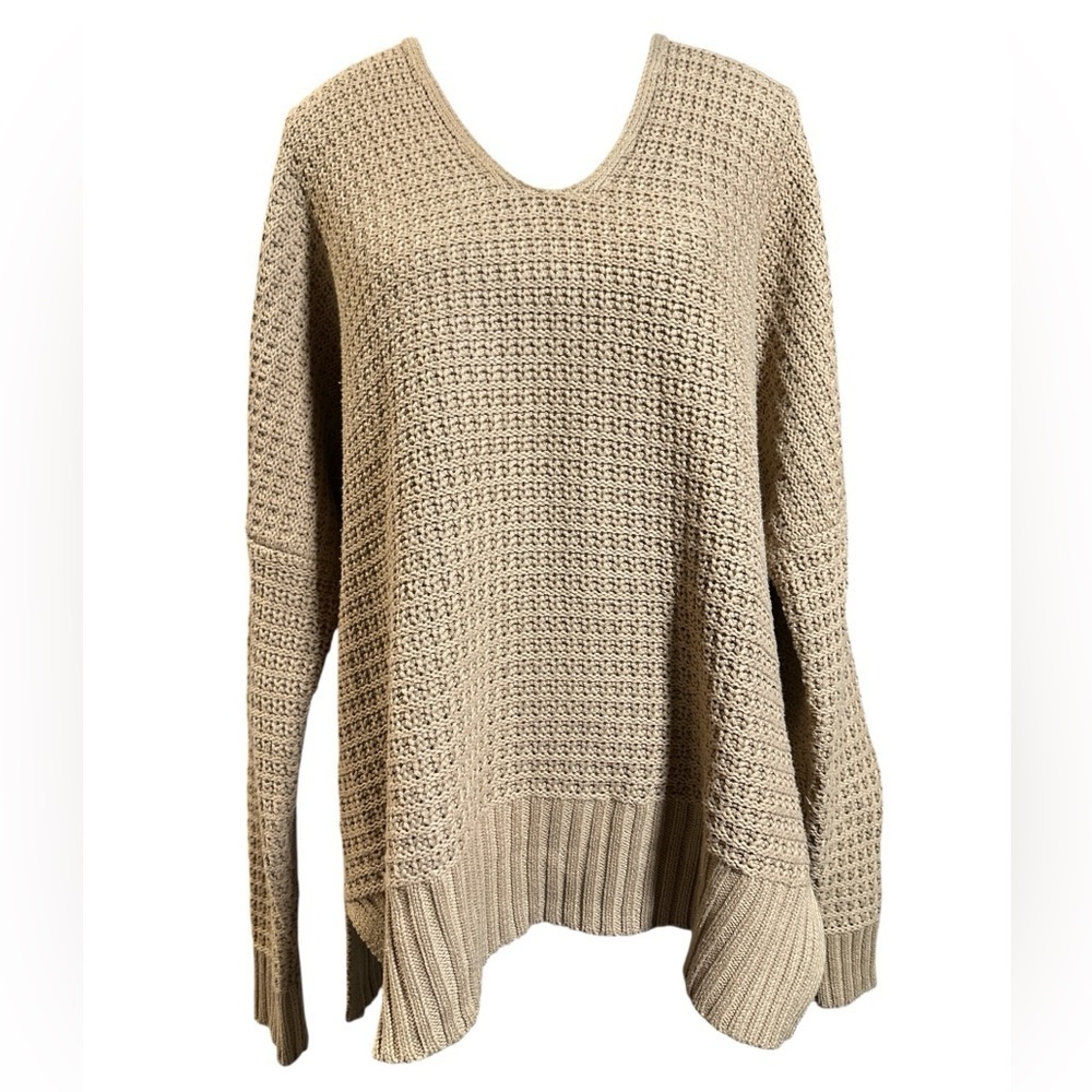 Rachel Zoe Tan V-Neck Knit Sweater with Hood - Picture 2 of 8